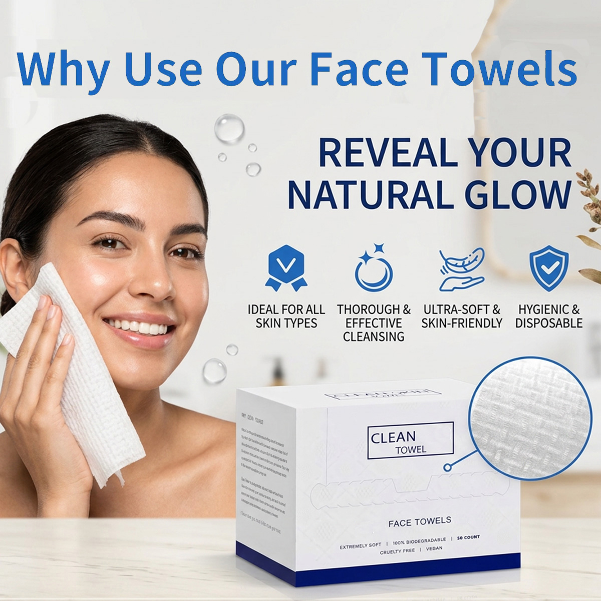 Xl Skincare - 50 шт./упаковка Одноразовые салфетки для лица,